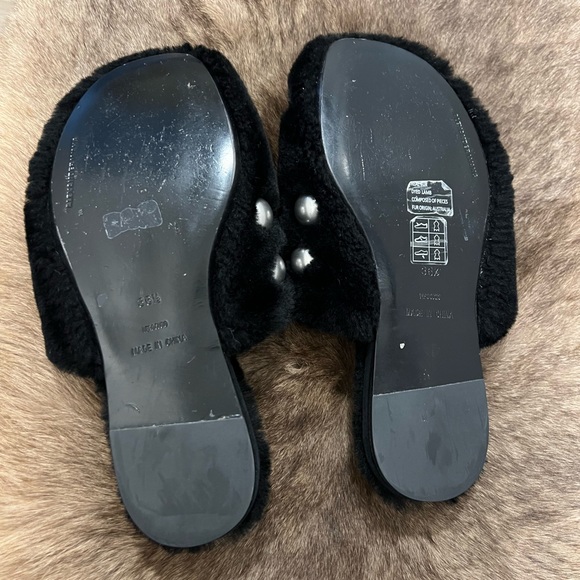 Alexander Wang Amelia Studded Lamb Fur Mule Slides Slippers - Picture 7 of 15